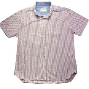 7 Diamonds Striped Shirt Short Sleeve Button Up Casual Modern Fit Sz L‎ Boho